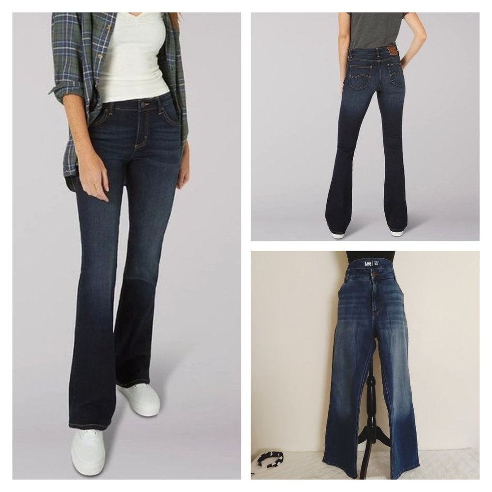 New Lee Women's 22w Petite Jeans - Regular Fit, Midrise, Bootcut, Stretch Denim